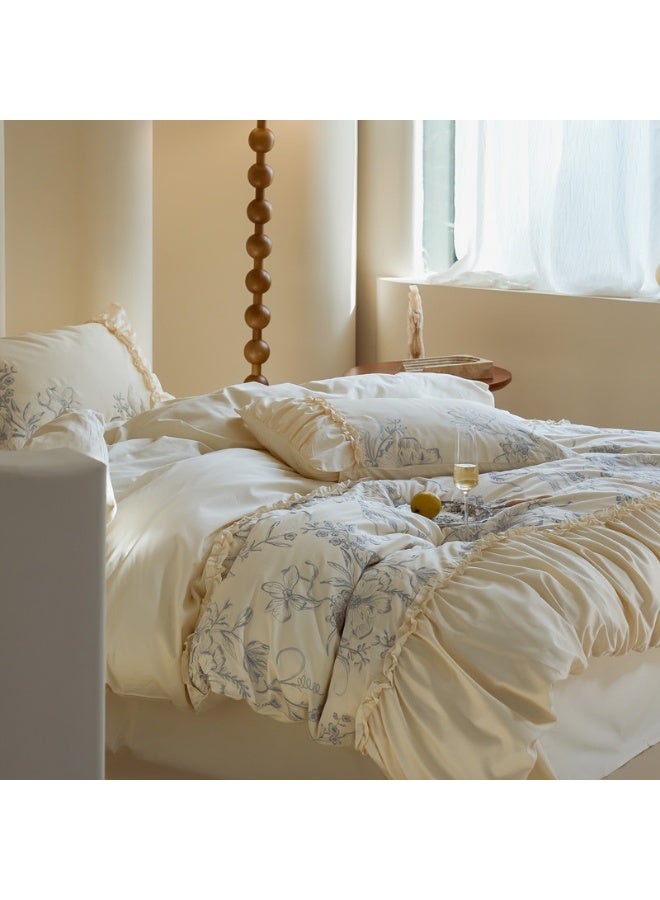 LUBANHOME A set of 4-piece bedding, including 1 sheet（245*250cm）, 1 quilt cover（200*230cm） and 2 pillowcases（48*74cm）. Suitable for beds measuring 1.5 meters (single bed) and 1.8 meters (double bed). - Image 4